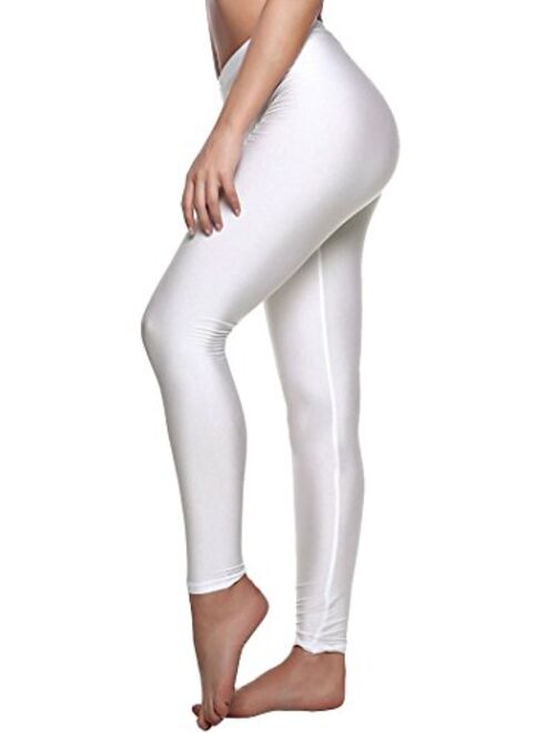 Romastory Women's Stretched Shiny Sports Leggings Elastic Pants Leggings Tights