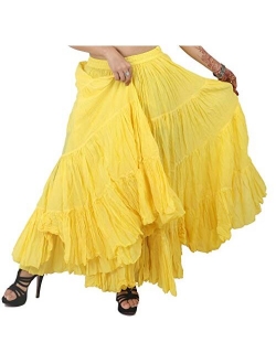 Wevez Women's Gypsy 25 Yard Solid Color Cotton Skirt