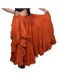 Wevez Women's Gypsy 25 Yard Solid Color Cotton Skirt