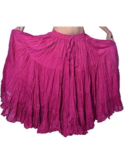 Wevez Women's Gypsy 25 Yard Solid Color Cotton Skirt