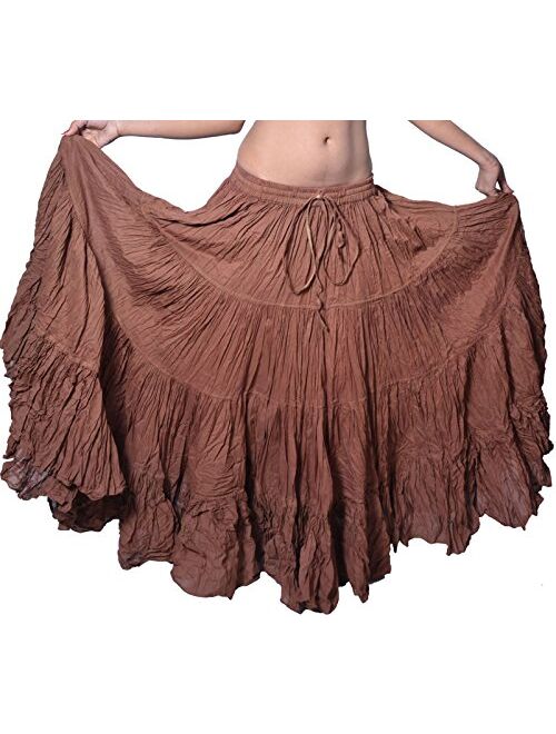 Wevez Women's Gypsy 25 Yard Solid Color Cotton Skirt