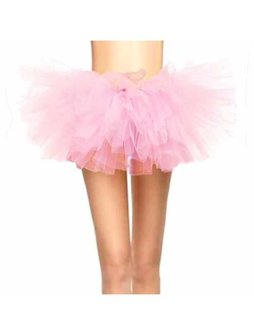 CahcyElilk Women's Mini Puffy 6-Layered Ballet Run Halloween Tutu Costume