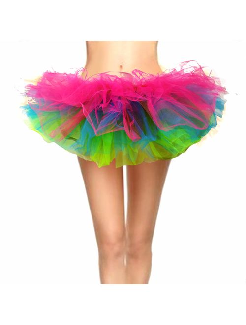 CahcyElilk Women's Mini Puffy 6-Layered Ballet Run Halloween Tutu Costume