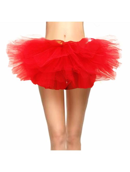 CahcyElilk Women's Mini Puffy 6-Layered Ballet Run Halloween Tutu Costume