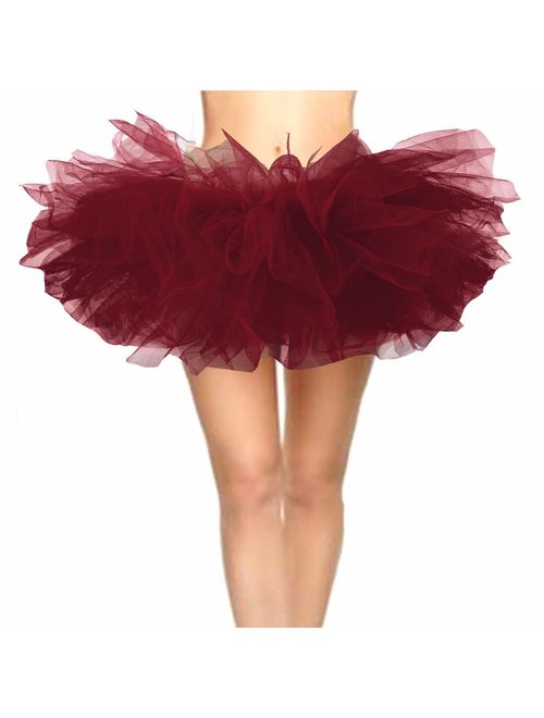 CahcyElilk Women's Mini Puffy 6-Layered Ballet Run Halloween Tutu Costume