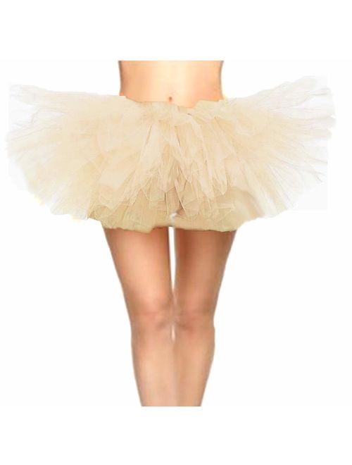 CahcyElilk Women's Mini Puffy 6-Layered Ballet Run Halloween Tutu Costume