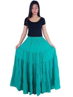 Lannaclothesdesign Women's Cotton Long Ruffle Full Circle Long Skirts Maxi Skirt