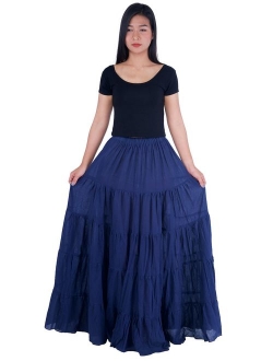 Lannaclothesdesign Women's Cotton Long Ruffle Full Circle Long Skirts Maxi Skirt