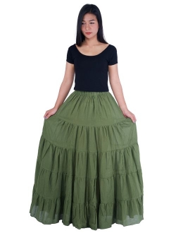 Lannaclothesdesign Women's Cotton Long Ruffle Full Circle Long Skirts Maxi Skirt