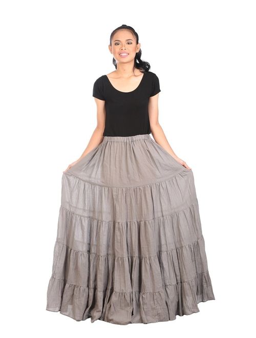 Lannaclothesdesign Women's Cotton Long Ruffle Full Circle Long Skirts Maxi Skirt