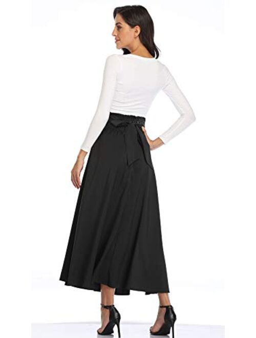 Calvin Klein Calvin&Sally Women's Casual Flowy Dress High Waist Pleated Midi Skirt with Pockets