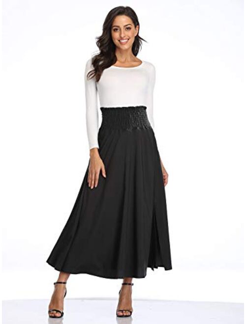 Calvin Klein Calvin&Sally Women's Casual Flowy Dress High Waist Pleated Midi Skirt with Pockets