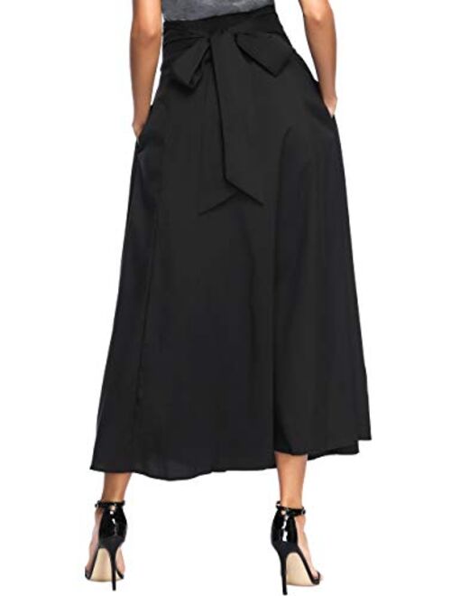 Calvin Klein Calvin&Sally Women's Casual Flowy Dress High Waist Pleated Midi Skirt with Pockets