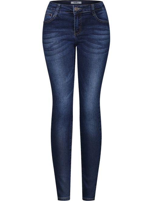 2LUV Women's Stretchy 5 Pocket Dark Denim Skinny JeansA