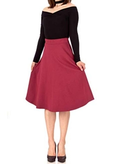 Dani's Choice Everyday High Waist A-line Flared Skater Midi Skirt