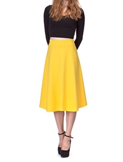 Dani's Choice Everyday High Waist A-line Flared Skater Midi Skirt