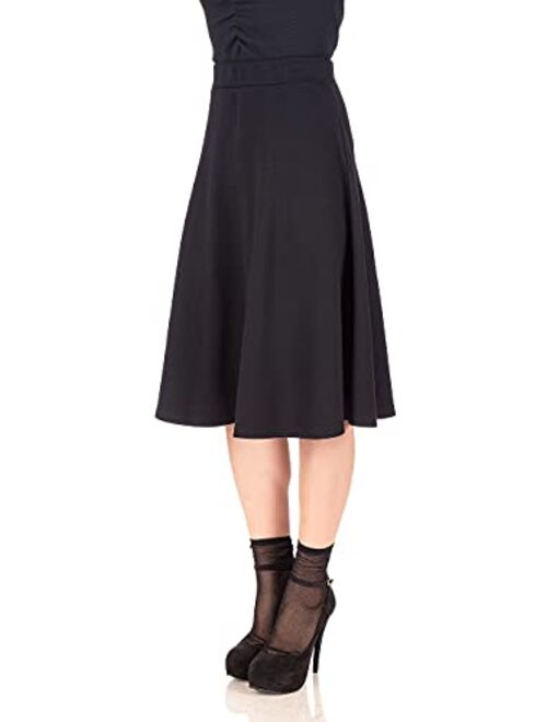 Dani's Choice Everyday High Waist A-line Flared Skater Midi Skirt