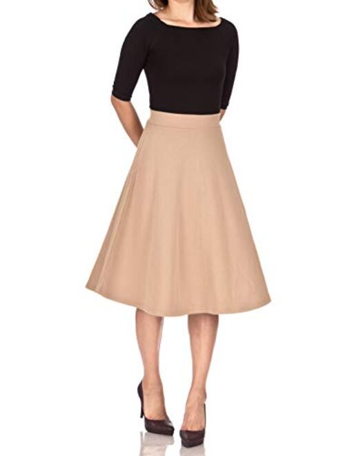 Dani's Choice Everyday High Waist A-line Flared Skater Midi Skirt