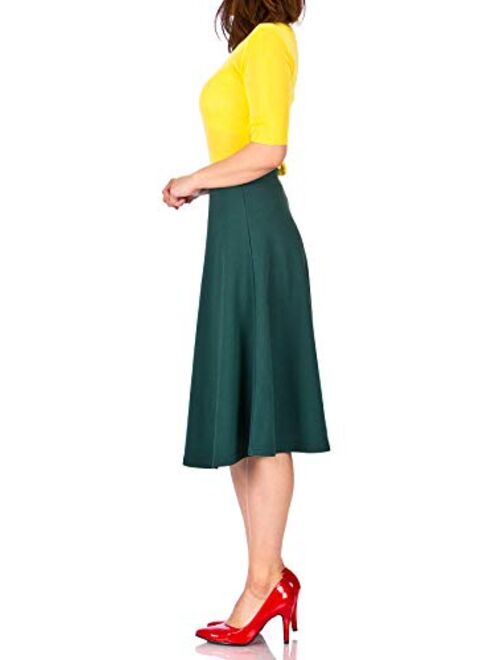 Dani's Choice Everyday High Waist A-line Flared Skater Midi Skirt