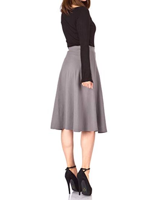 Dani's Choice Everyday High Waist A-line Flared Skater Midi Skirt