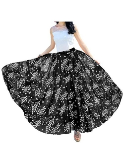 Afibi Boho Floral Long Summer Beach Chiffon Wrap Cover Up Maxi Skirt for Women