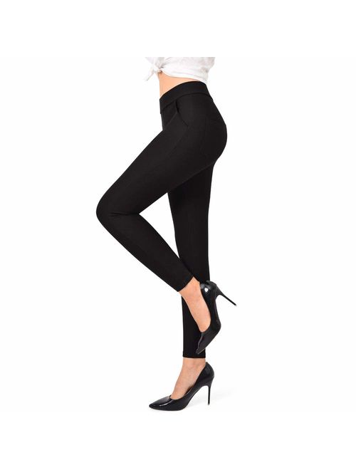 Ginasy Dress Pants for Women Stretch Pull-on Pants Ease into Comfort Office Ponte Pants