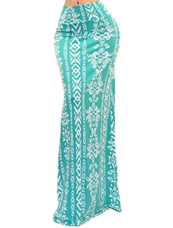 Vivicastle Women's USA Colorful Printed Fold Over Waist Long Maxi Skirt