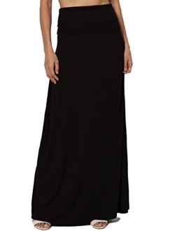 S~3XL Women's Casual Lounge Solid Draped Jersey Relaxed Long Maxi Skirt