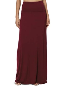 S~3XL Women's Casual Lounge Solid Draped Jersey Relaxed Long Maxi Skirt