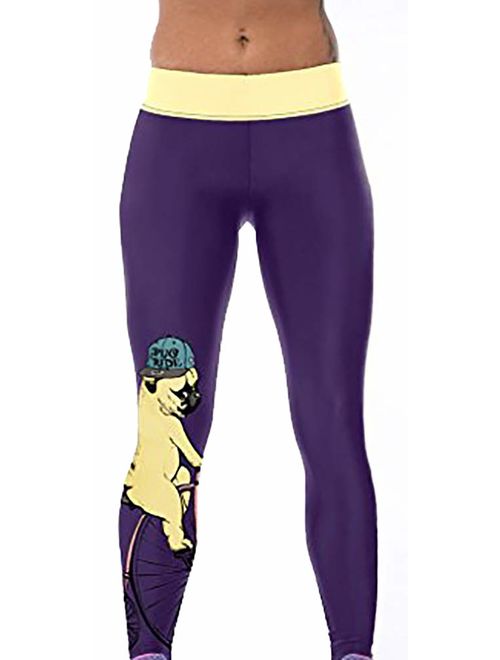 Sister Amy Women's Fitness Hihg Waist Yoga Pants Printed Stretch Ankle Legging