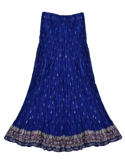 Ayurvastram Pure Cotton Crinkled Crushed Block Printed Long Skirt