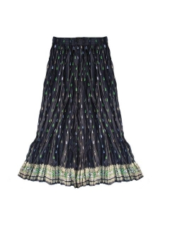 Ayurvastram Pure Cotton Crinkled Crushed Block Printed Long Skirt
