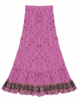 Ayurvastram Pure Cotton Crinkled Crushed Block Printed Long Skirt