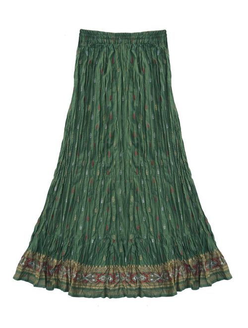 Ayurvastram Pure Cotton Crinkled Crushed Block Printed Long Skirt