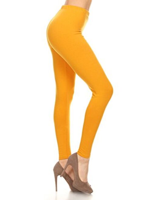 Leggings Depot Cotton Women's Premium Quality Ultra Soft Solid Leggings