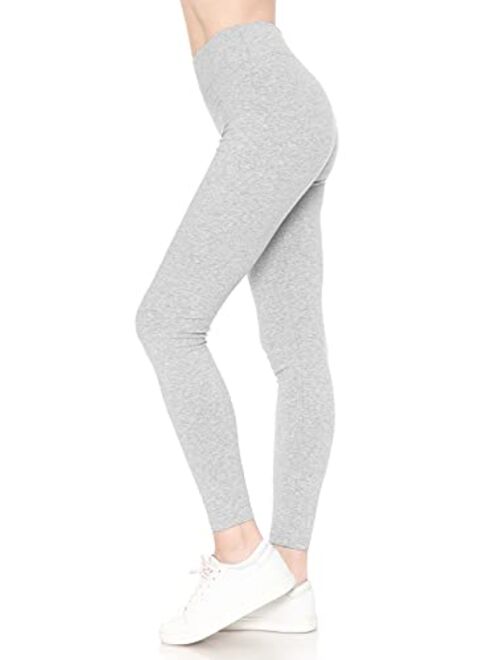 Leggings Depot Cotton Women's Premium Quality Ultra Soft Solid Leggings