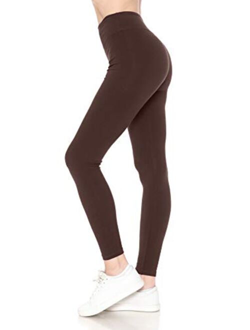 Leggings Depot Cotton Women's Premium Quality Ultra Soft Solid Leggings