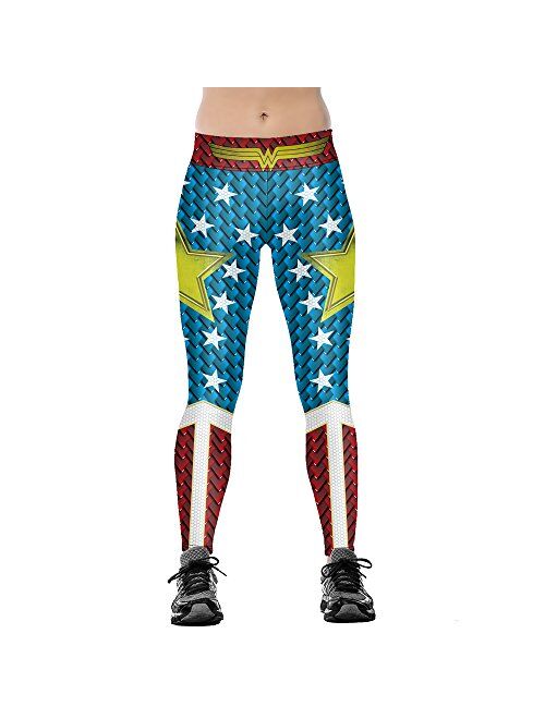 JORYEE Jumppmile Women's 3D Digital Print High Wait Leggings Size S-4XL