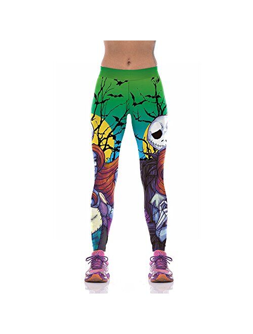 JORYEE Jumppmile Women's 3D Digital Print High Wait Leggings Size S-4XL