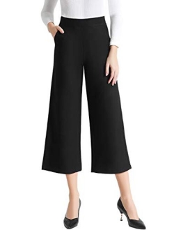 Tsful Women's Casual Loose Wide Leg Pants Pull On Dress Pant