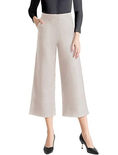 Tsful Women's Casual Loose Wide Leg Pants Pull On Dress Pant