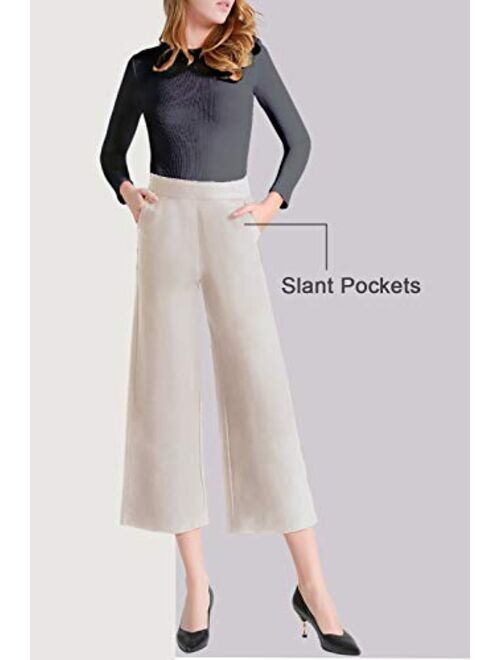 Tsful Women's Casual Loose Wide Leg Pants Pull On Dress Pant