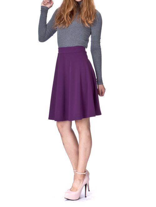 Dani's Choice Simple Stretch A-line Flared Knee Length Skirt