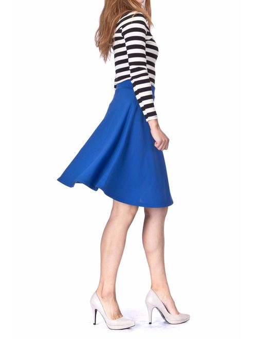 Dani's Choice Simple Stretch A-line Flared Knee Length Skirt