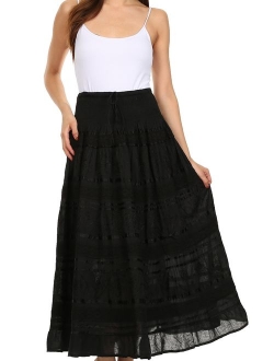 Sakkas Lace and Ribbon Peasant Boho Skirt