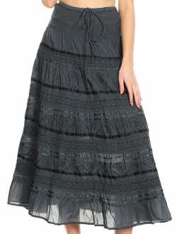 Sakkas Lace and Ribbon Peasant Boho Skirt