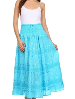 Sakkas Lace and Ribbon Peasant Boho Skirt