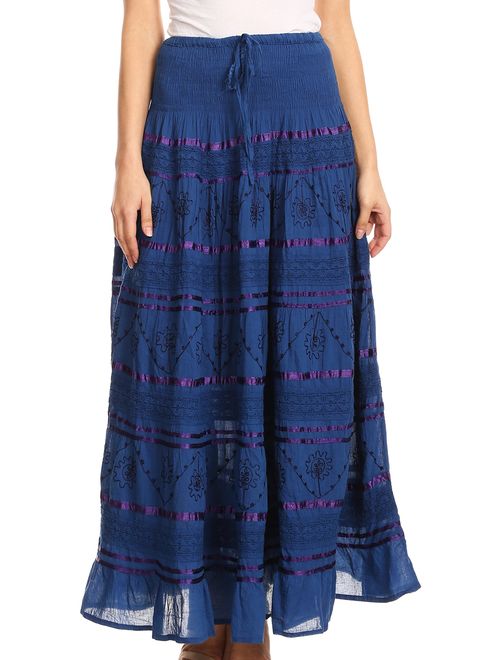 Sakkas Lace and Ribbon Peasant Boho Skirt