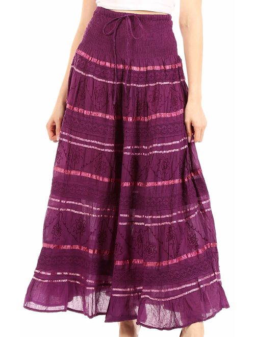 Sakkas Lace and Ribbon Peasant Boho Skirt