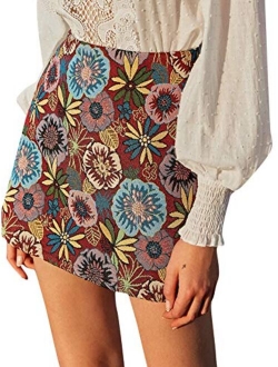 Women's Casual Floral Embroidered Bodycon Short Mini Skirt